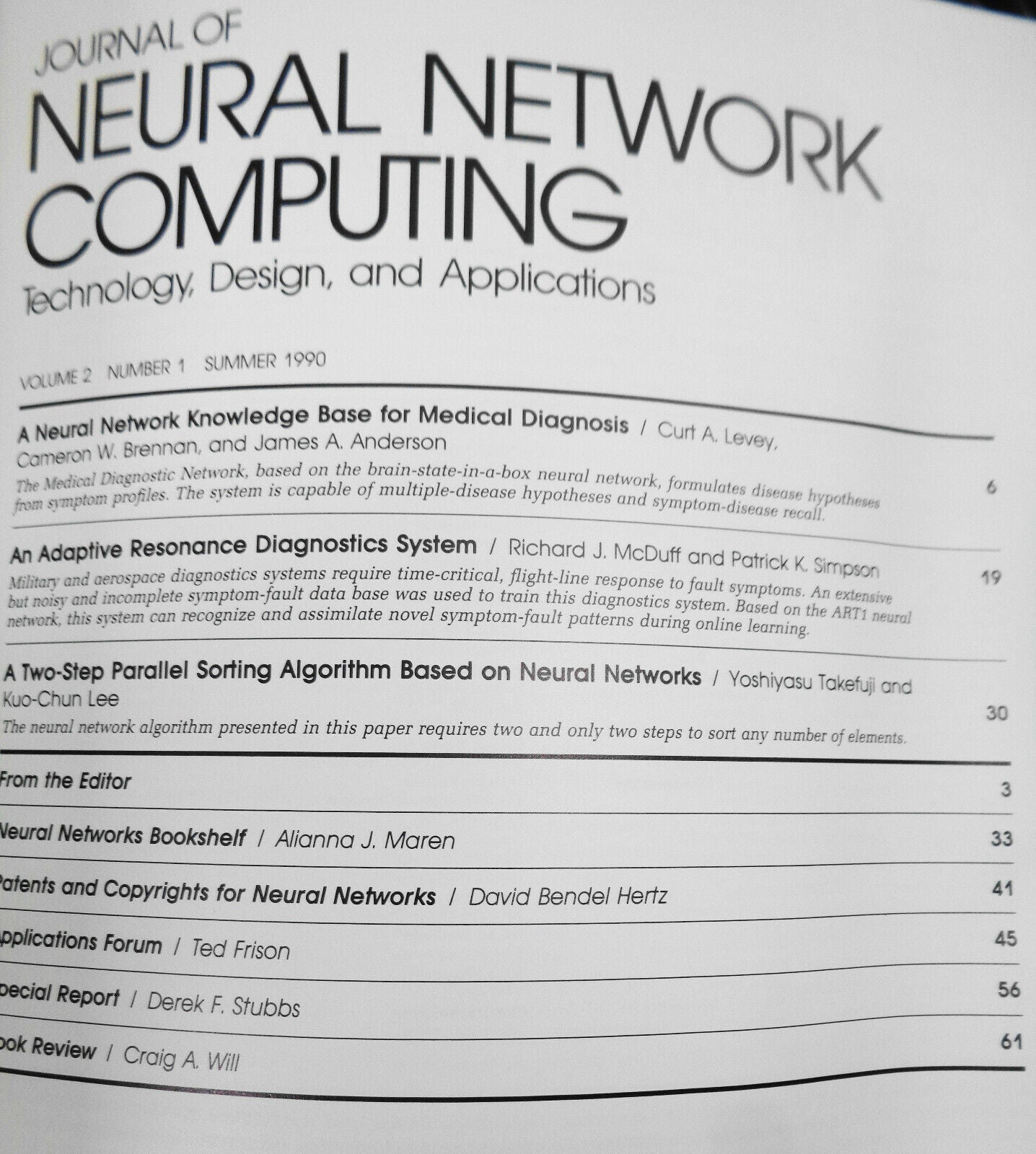Journal of Neural Network Computing, Summer 1990