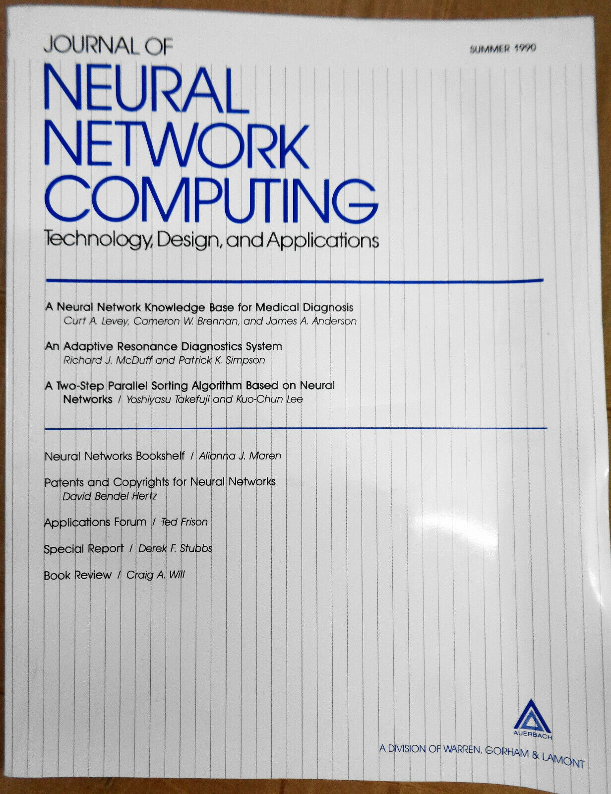 Journal of Neural Network Computing, Summer 1990