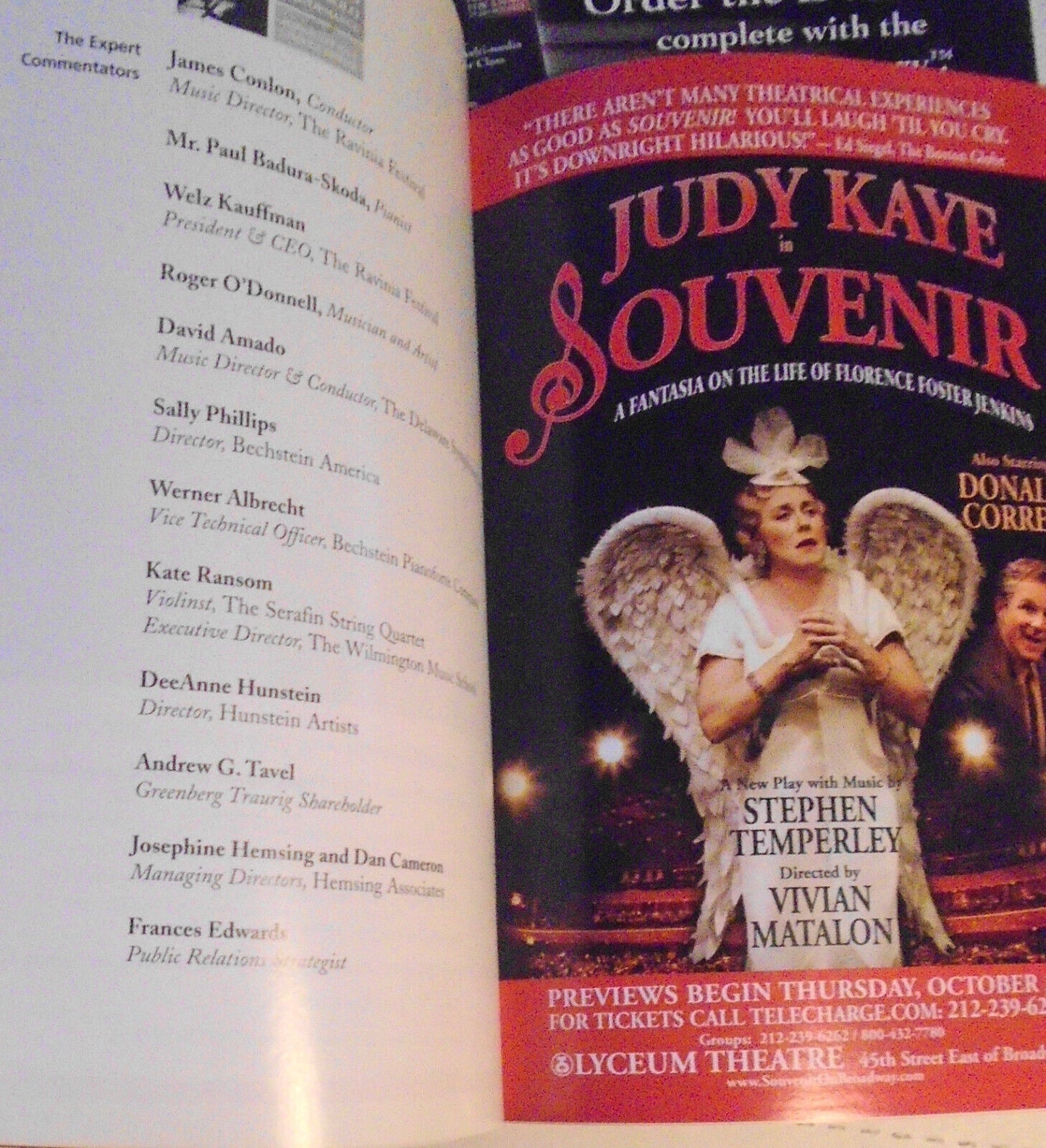 SIGNED World's Largest Piano Lesson, Playbill 2005 Inscribed by Richard Bosworth