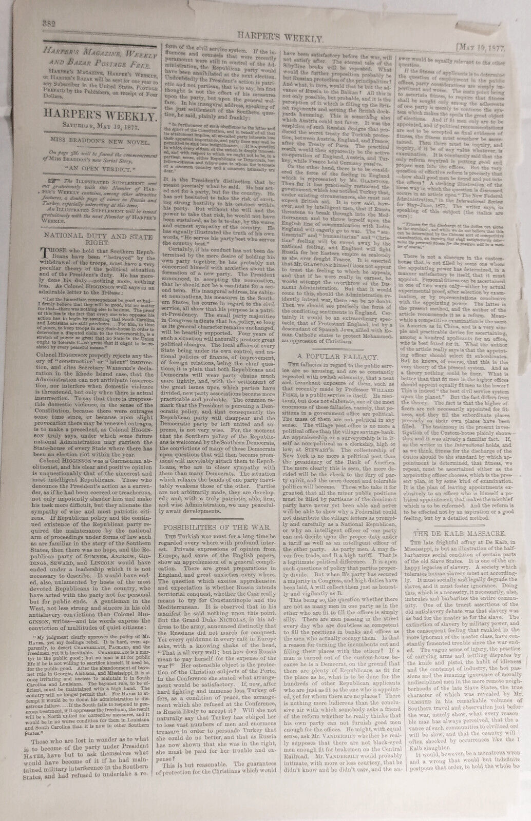 "The Advanced Age" from Harper's Weekly, May 19, 1877. Original cover page print