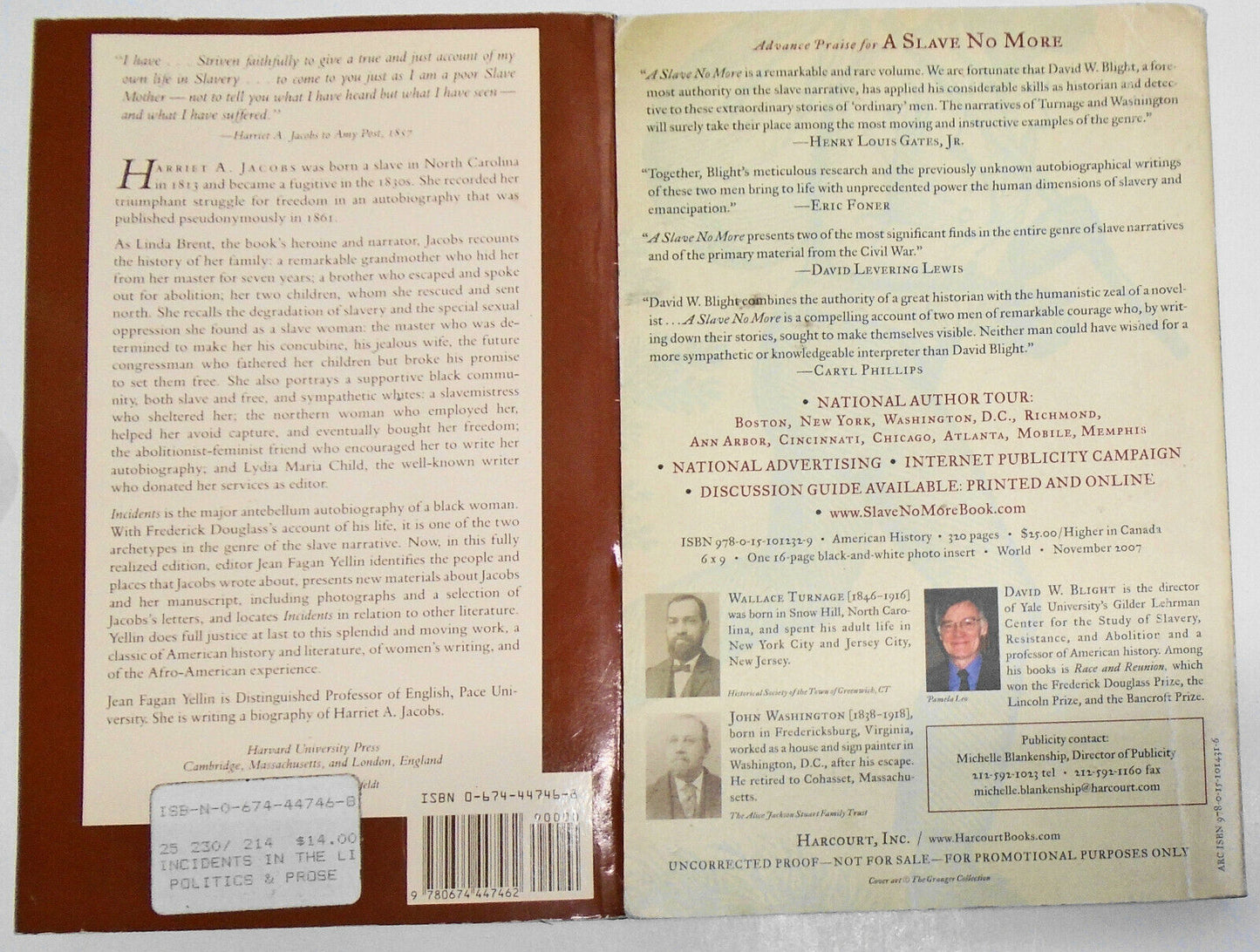 Incidents in the Life of a Slave Girl + A Slave No More (uncorrected proof)