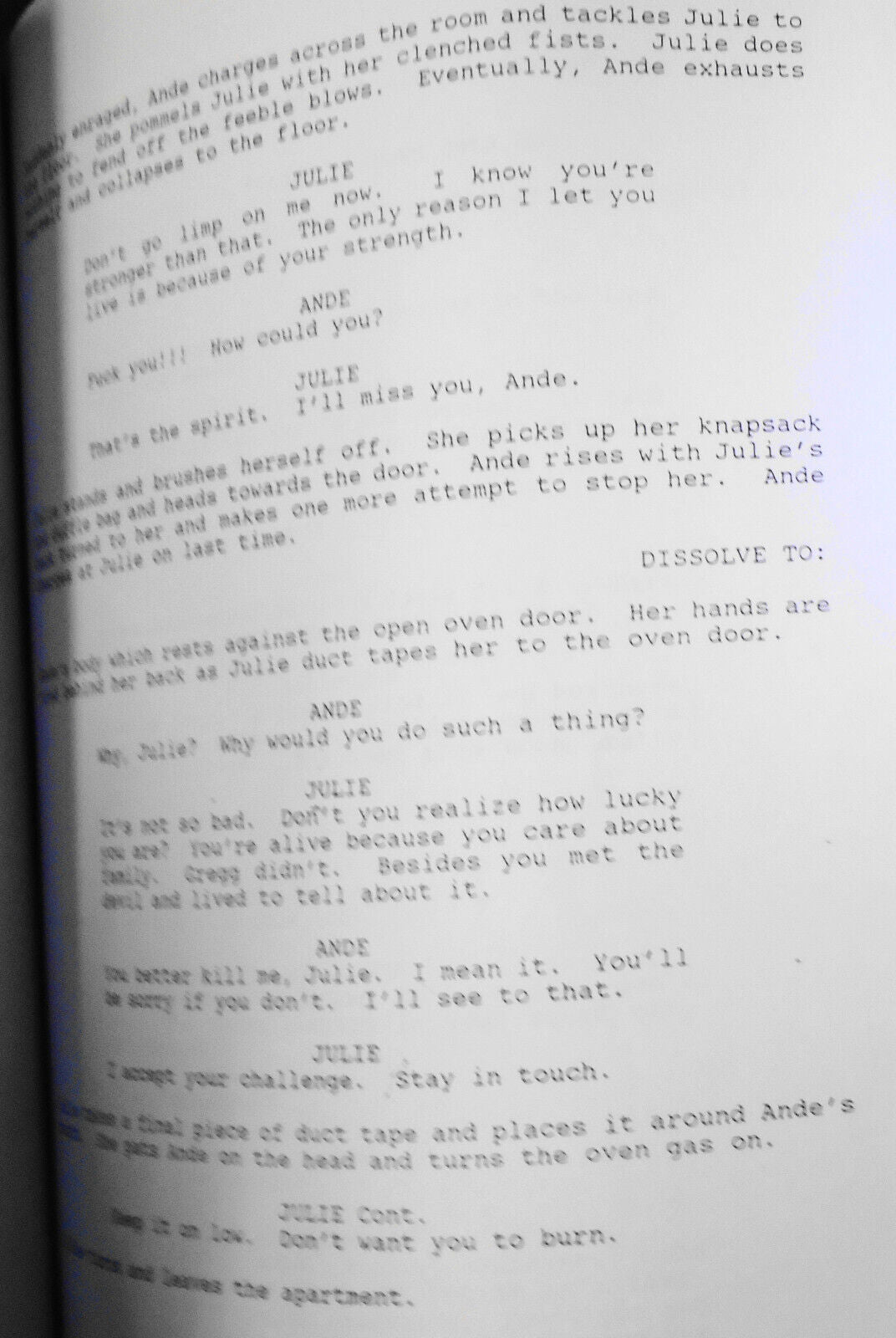 Burn For You, an original screenplay by N. K. Eskridge & Thomas DeHaven