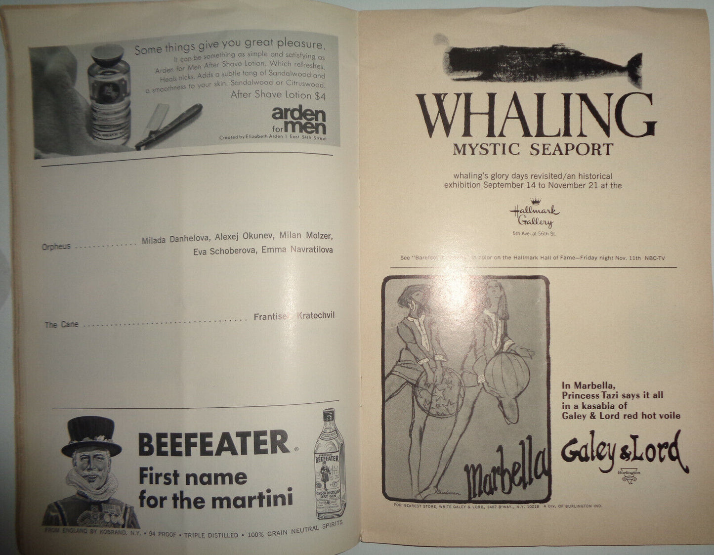 APPARITION THEATRE OF PRAGUE - PLAYBILL - PREMIERE PERFORMANCE - NOV 16, 1966