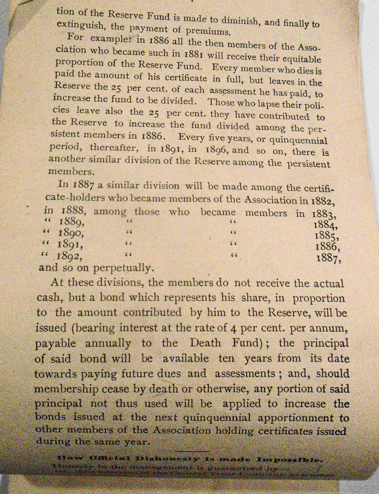 FACTS - Mutual Reserve Fund Life Association New York, 1884 Advertising circular