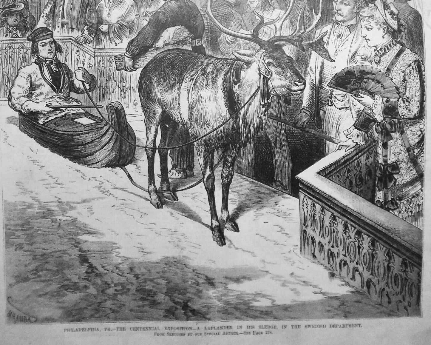 1876 Swedish Laplander in his Sledge at Centennial Exposition, Philadelphia, PA.