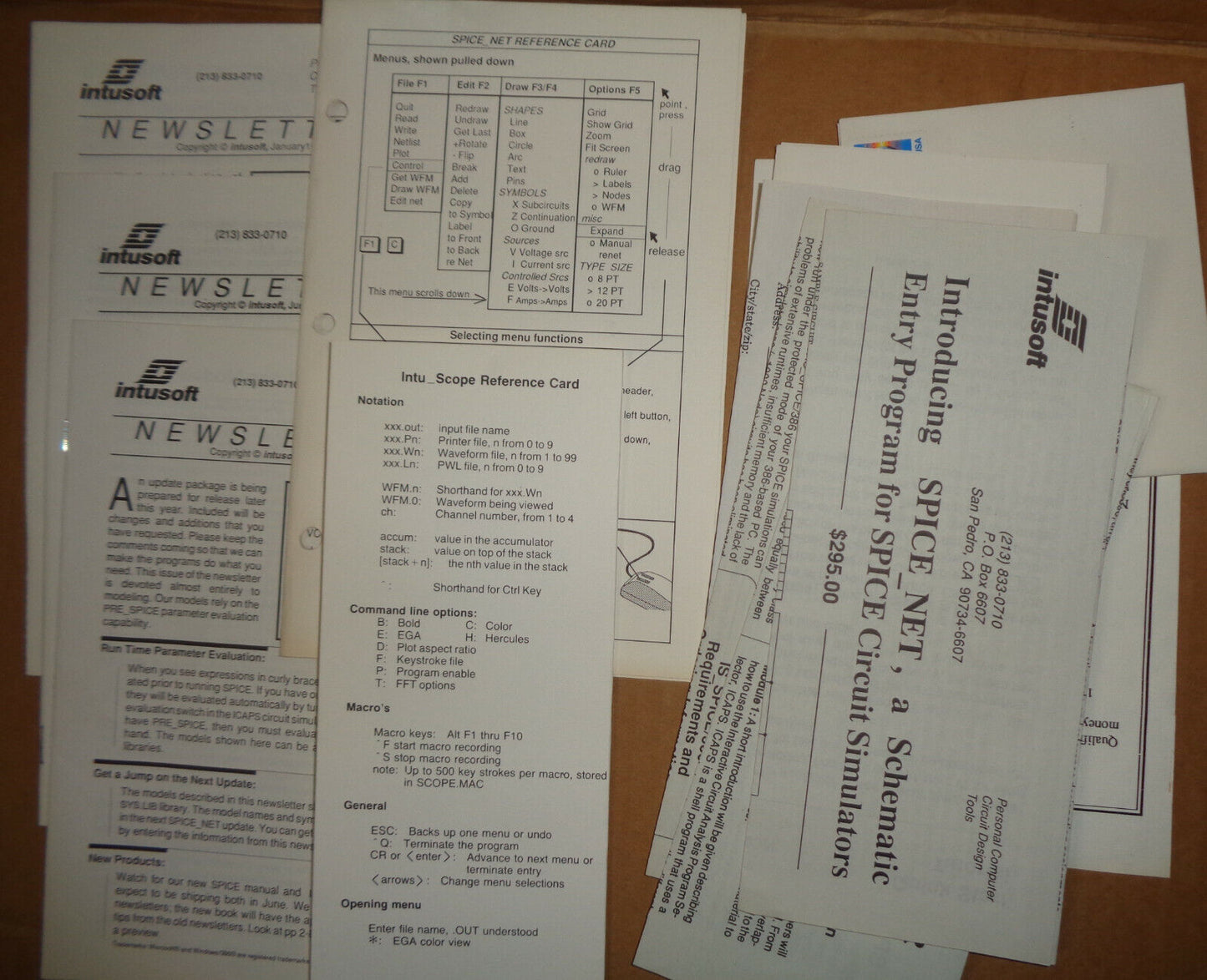 Intusoft PRE_SPICE, IS_SPICE, Intu_Scope, SPICE_NET. Circuit design programs IBM