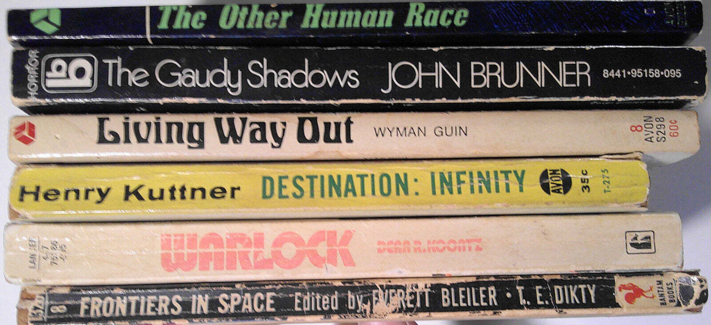 6 vintage science fiction paperbacks - Bleiler, Kuttner, Koontz, Brunner, et al