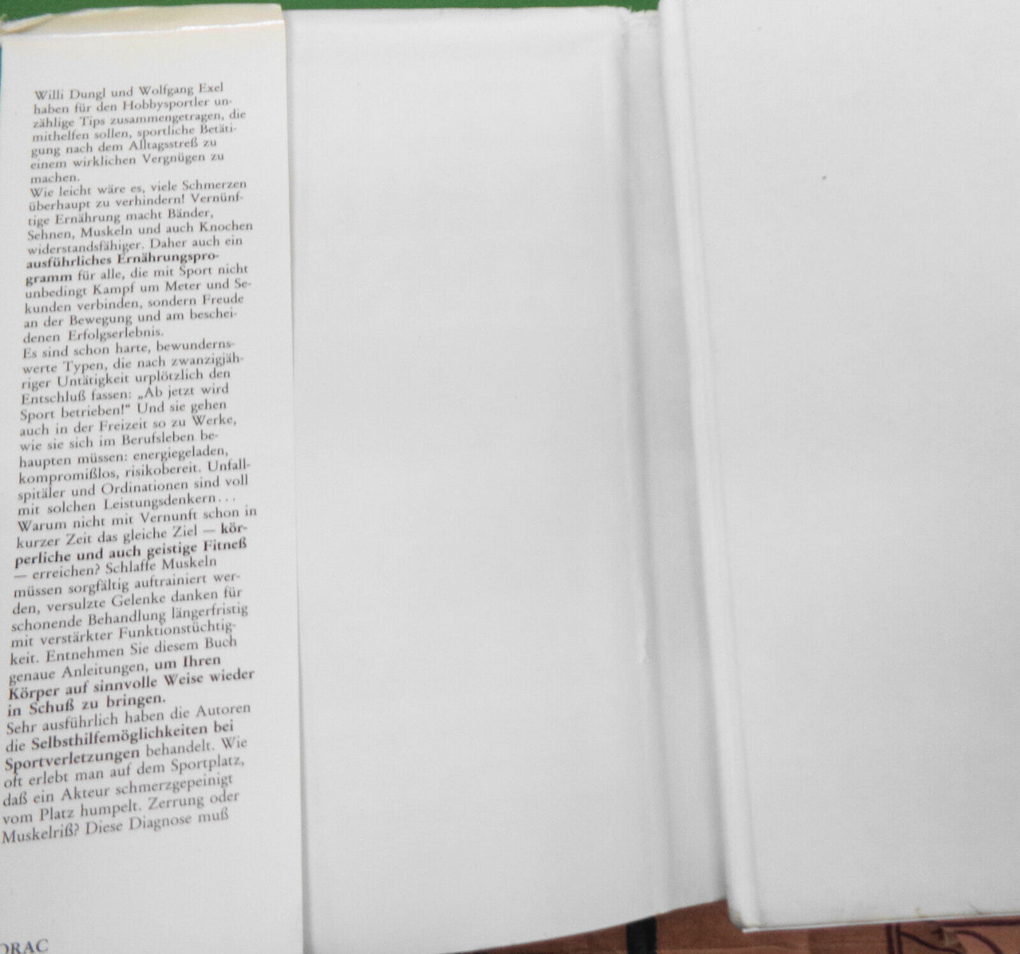 Zerrung, Prellung, Tennisarm, by Wolfgang Exel; Willi Dungl. Hardcover/DJ 1984