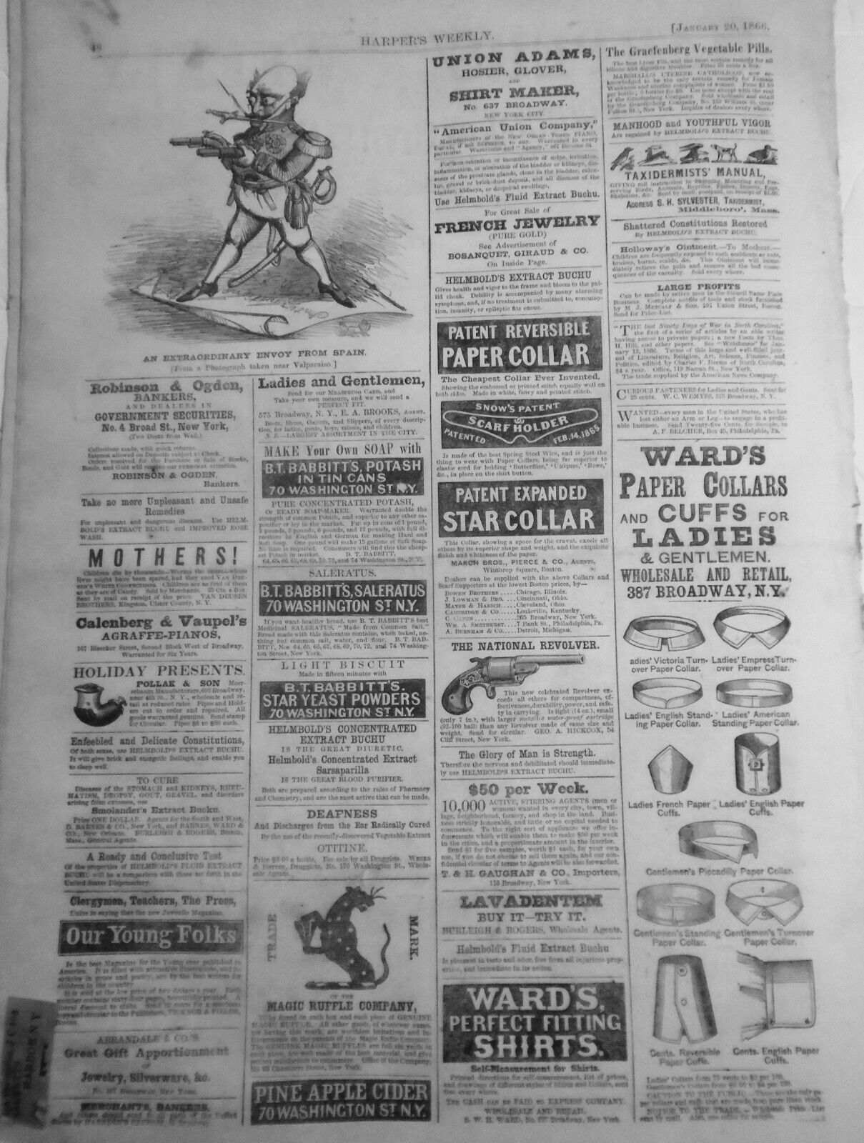 Harper's Weekly January 20, 1866 - American Beauty; Forger Ketchum; etc ORIGINAL