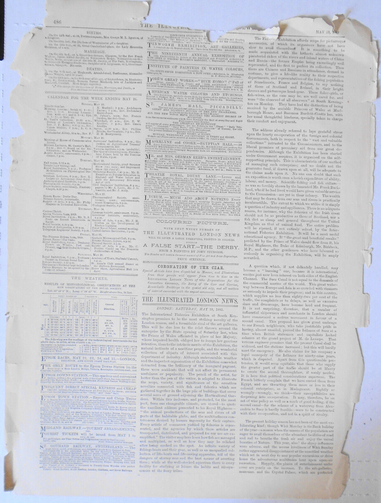 1883 Opening Of The International Fisheries Exhibition by the Prince Of Wales