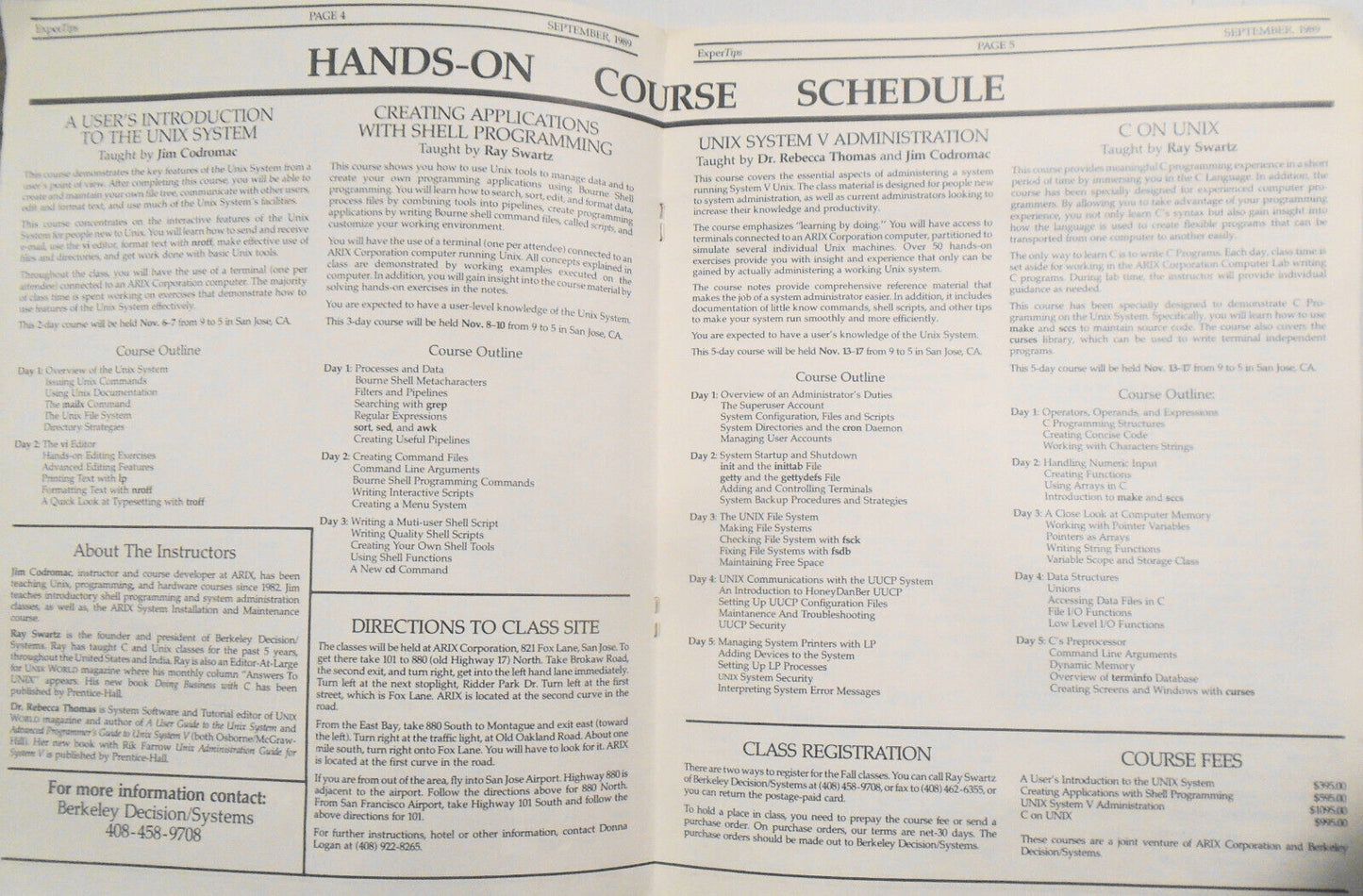 ExperTips, September 1989 -- A C and UNIX Newsletter - Vol. 3, No. 1