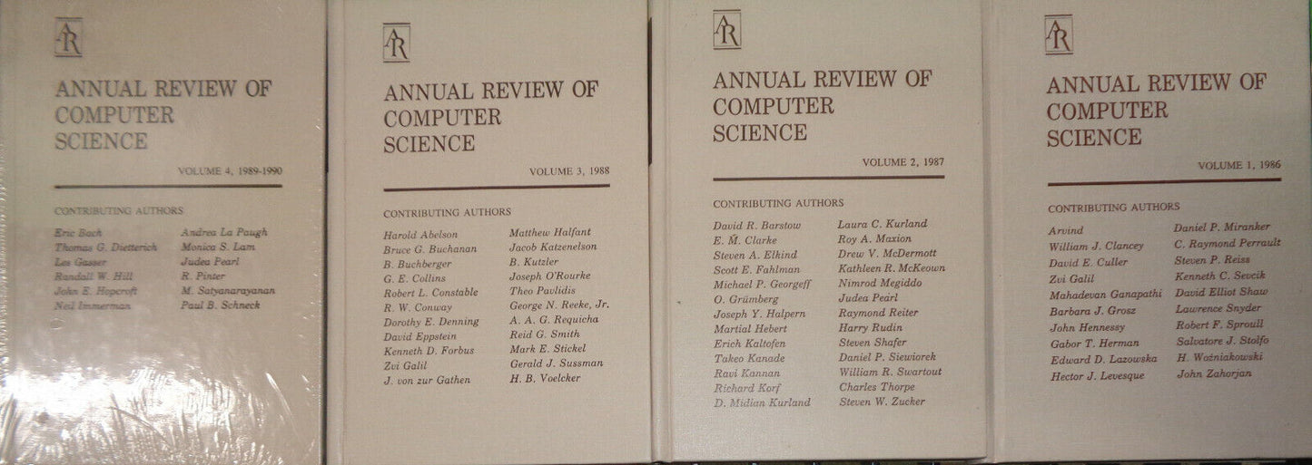 Annual Review of Computer Science - 4 Vol Set 1986 to 1990. Brand new Hardcovers