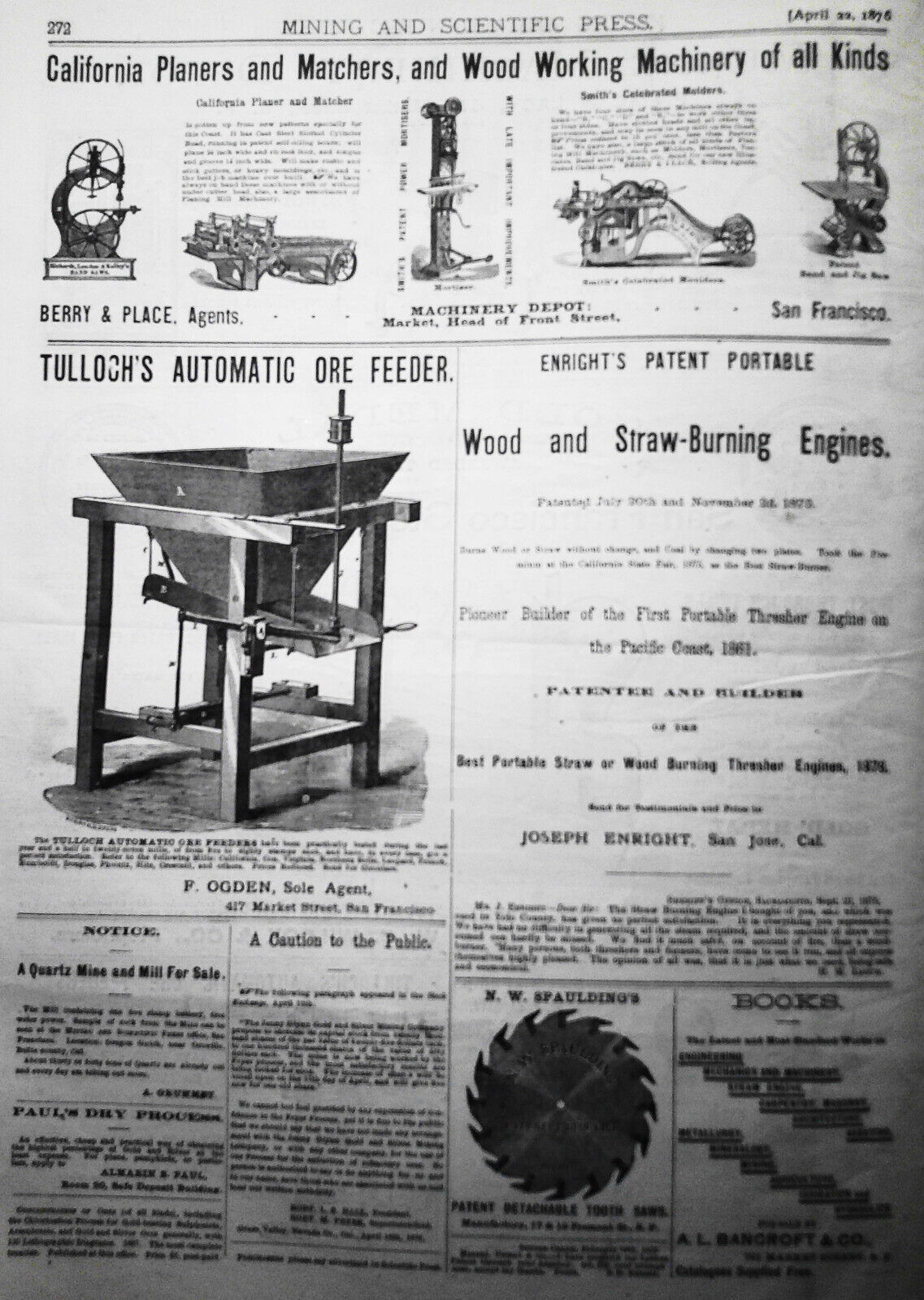 Mining and Scientific Press, April 22, 1876. Explosions in mines