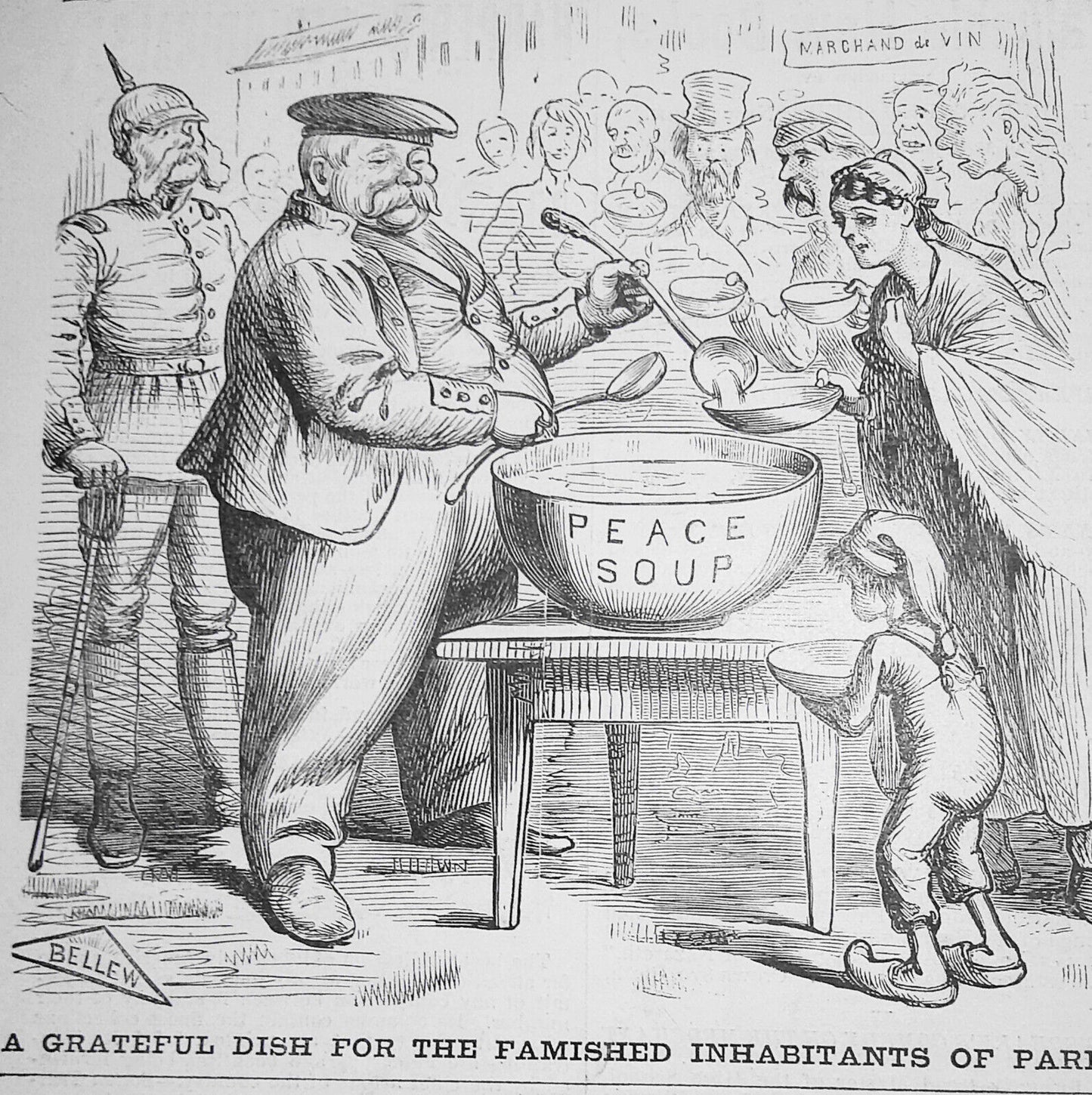 Peace Soup - Grateful Dish for Parisians, by Bellew - Harper's Weekly, 1871