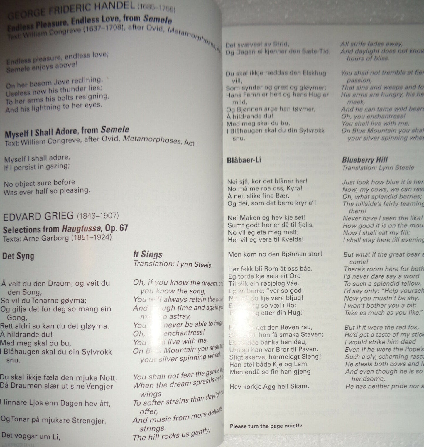 DANIELLE de NIESE, SOPRANO / KEN NODA PIANO - CARNEGIE HALL PLAYBILL - FEB 2009