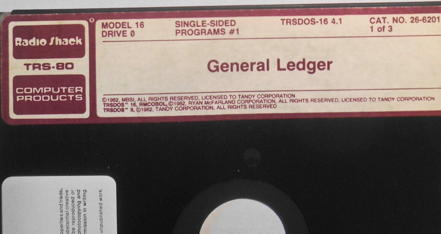 1982 TRS-80 Model 16 General Ledger programs - TRSDOS-16
