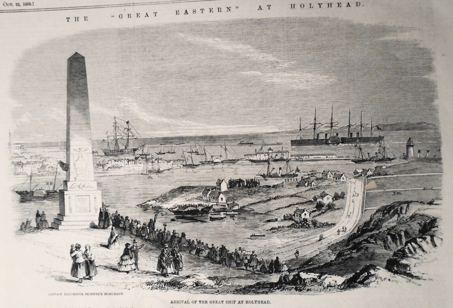 1859 The "Great Eastern" at Holyhead: Arrival ... + Visitors... original prints