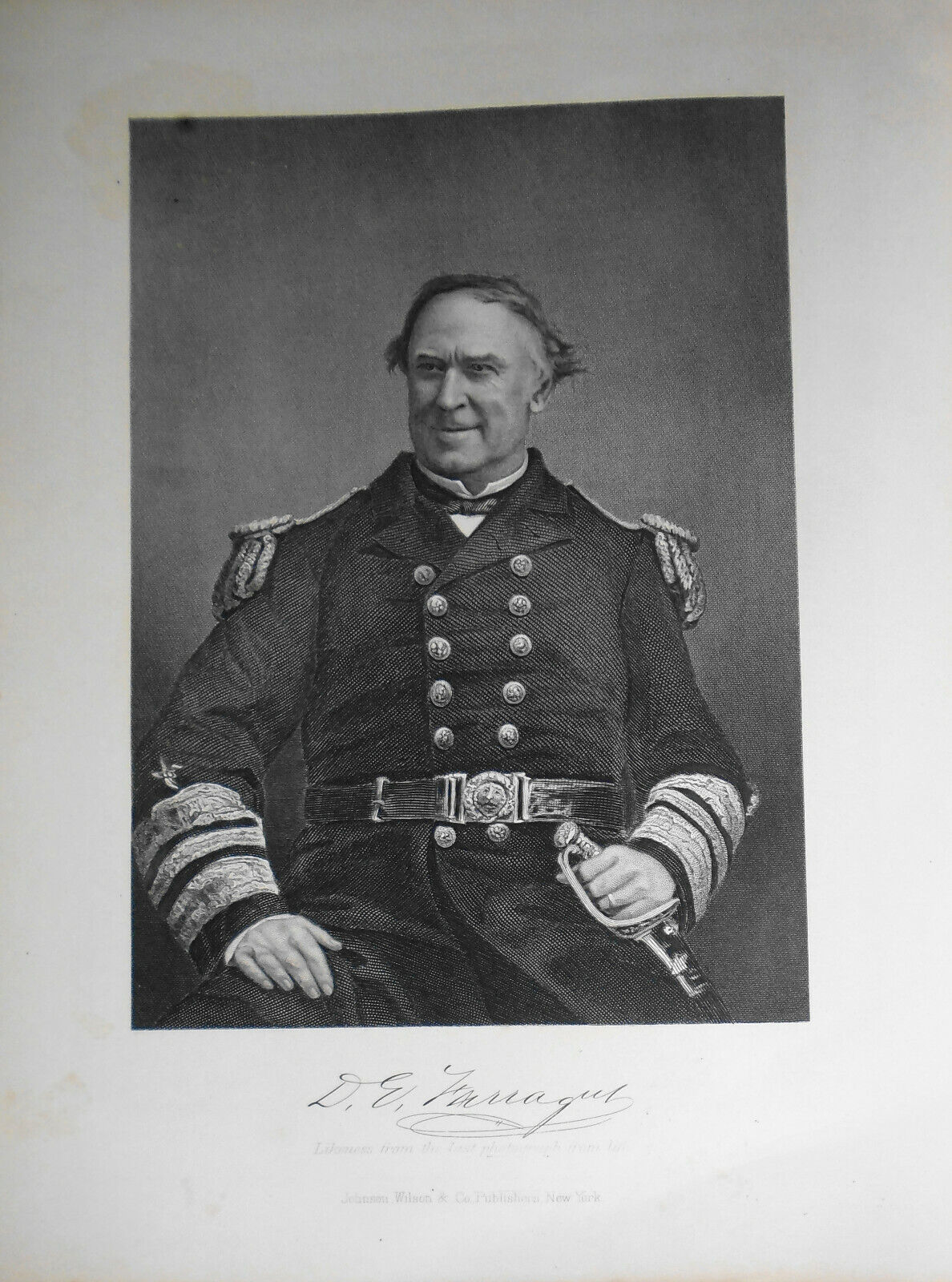 David Farragut - steel engraving 1876 -Duyckinck Internationale Gallerie