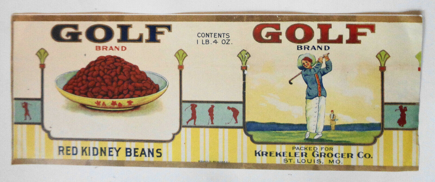 Lot of 3 Food can labels: Baker's Cocoa, Kodiak Salmon reproduction, Golf Beans