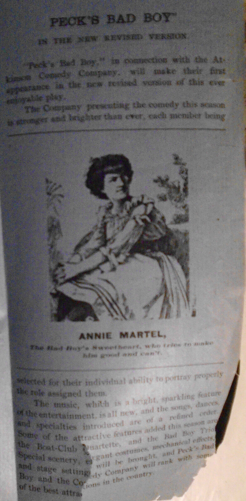 1893 Peck's Bad Boy program - George W. Heath's Atkinson Comedy Company