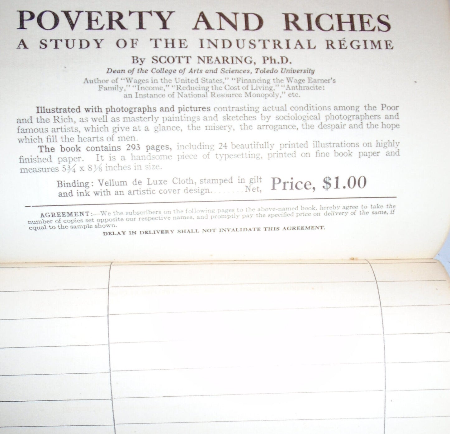 Poverty And Riches, by Scott Nearing. 1916. Salesman's Dummy Copy