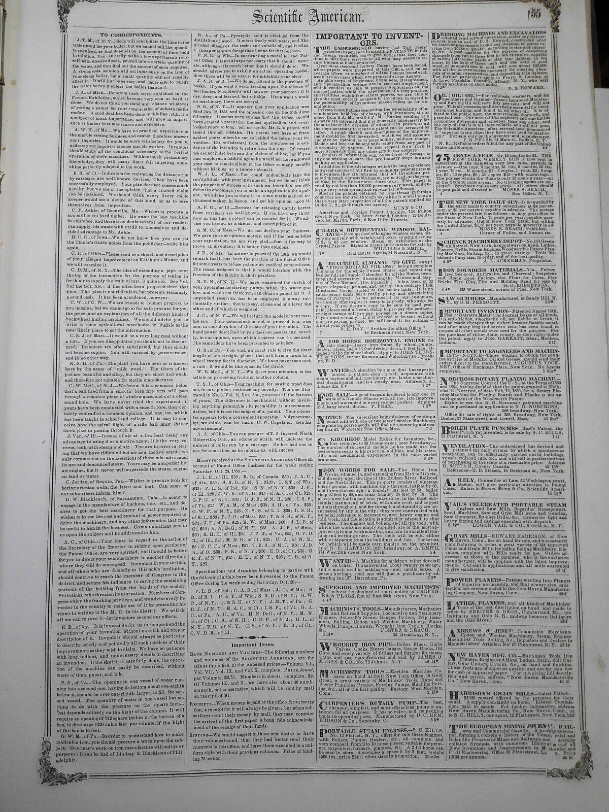 Scientific American, October 27, 1855. Original complete issue.