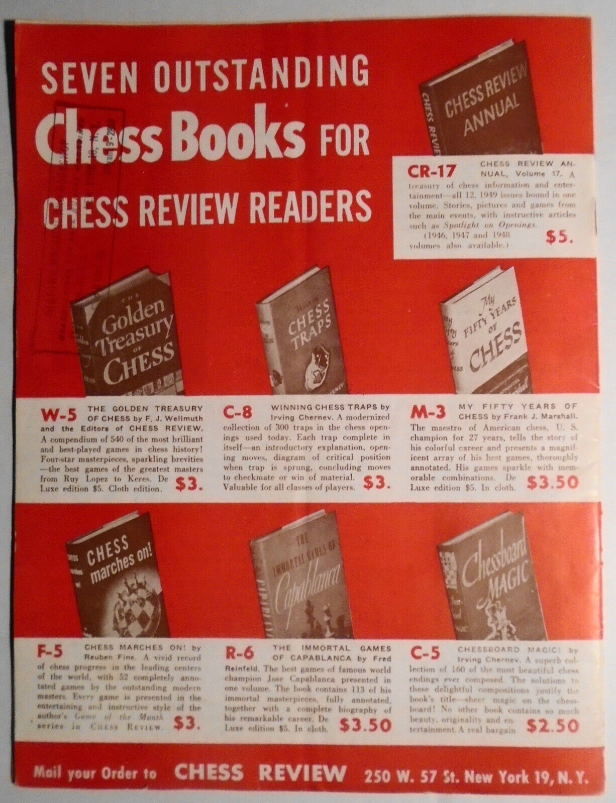 Chess Review, March 1950. Arnold Denker On Cover.