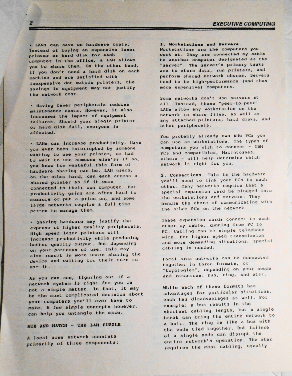 Executive Computing, September 1988. Touche Ross monthly Newsletter for clients