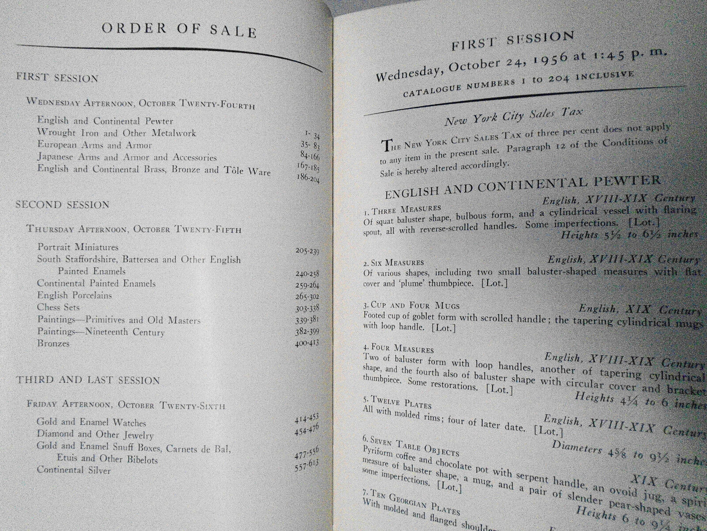 Objets de vertu; European & Japanese arms & armor; chess sets, Parke-Bernet 1956