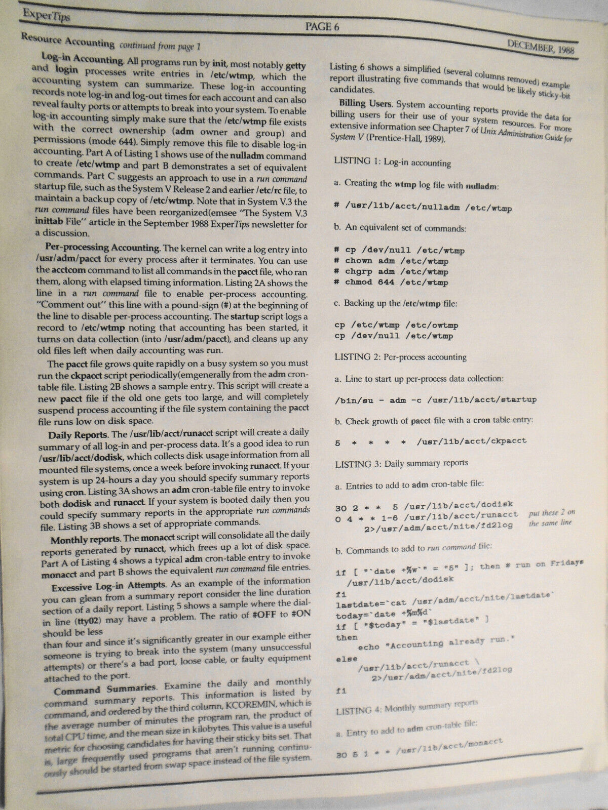 ExperTips, December 1988 -- A C and UNIX Newsletter - Vol. 2, No. 2