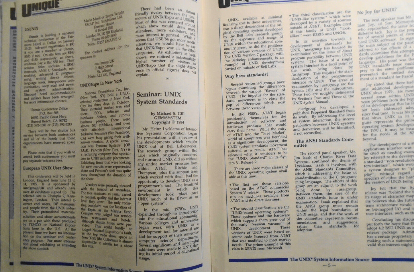 UNIQUE, Vol. 3, No. 11, 1985 - The UNIX System Information Source