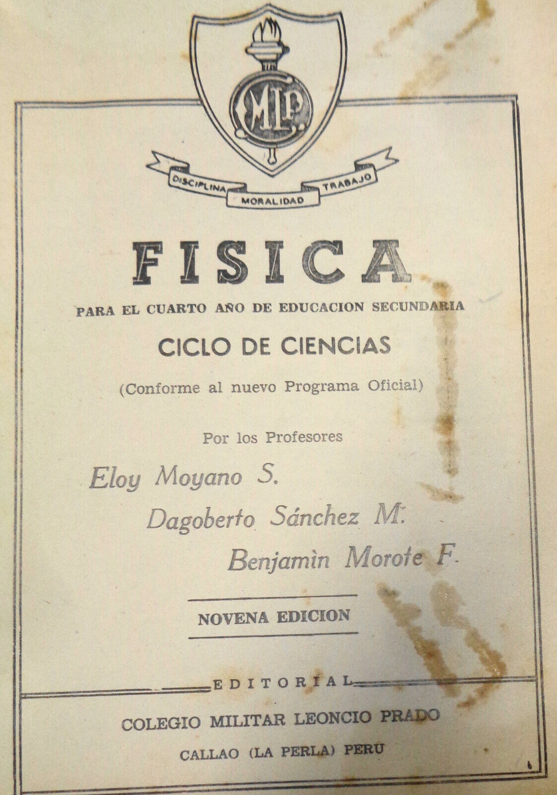 Física para el cuarto ano de educacion secundaria - Colegio Militar, Peru 1971