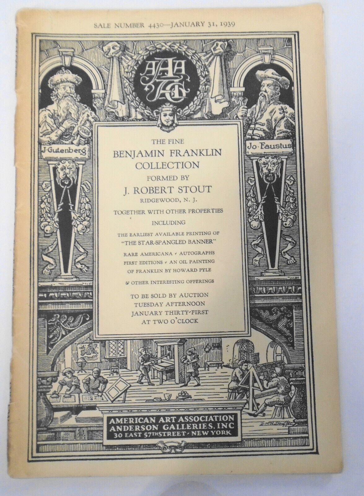 Fine Benjamin Franklin Collection of J. Robert Stout. Anderson Galleries 1939