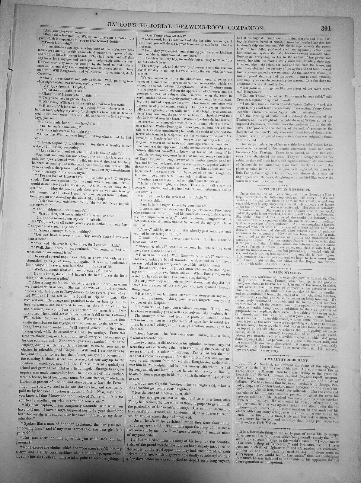 New Sporting Yacht for Egyptian Prince + Boston Cannon - Ballou's Pictorial 1857