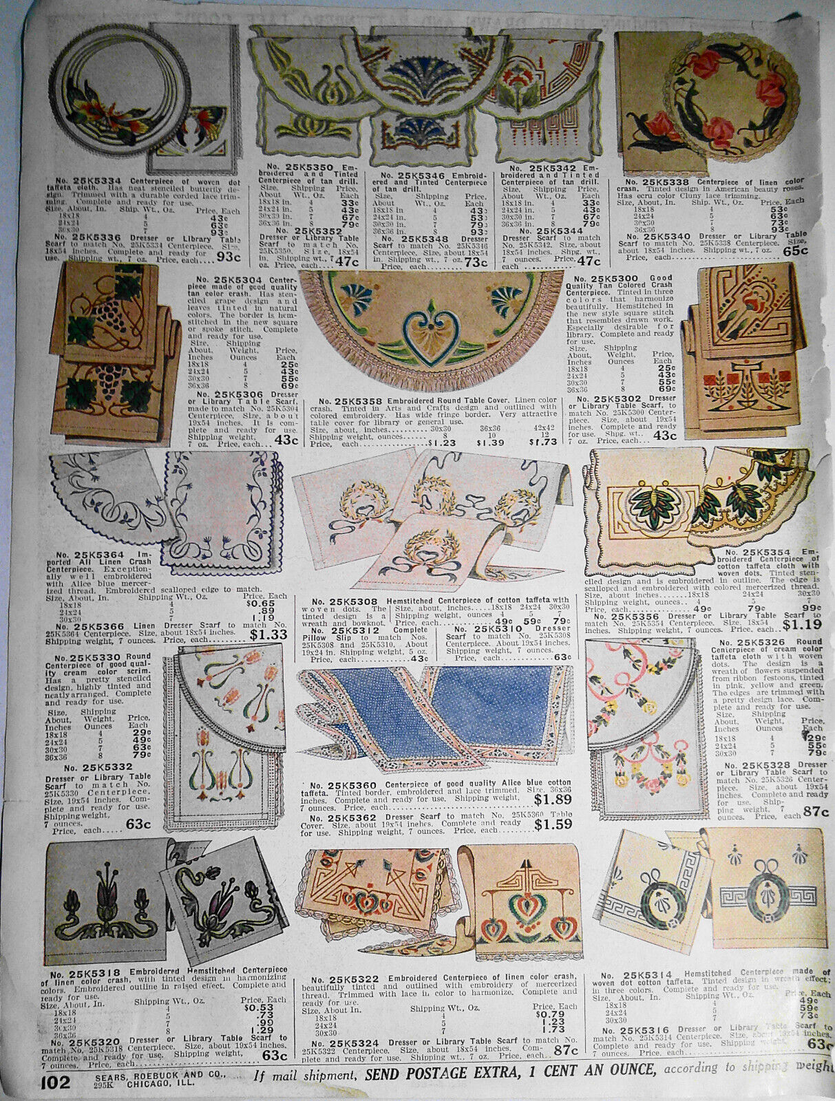 Automobile Scarfs from Sears, Roebuck & Co Retail Catalog 1905. Original.