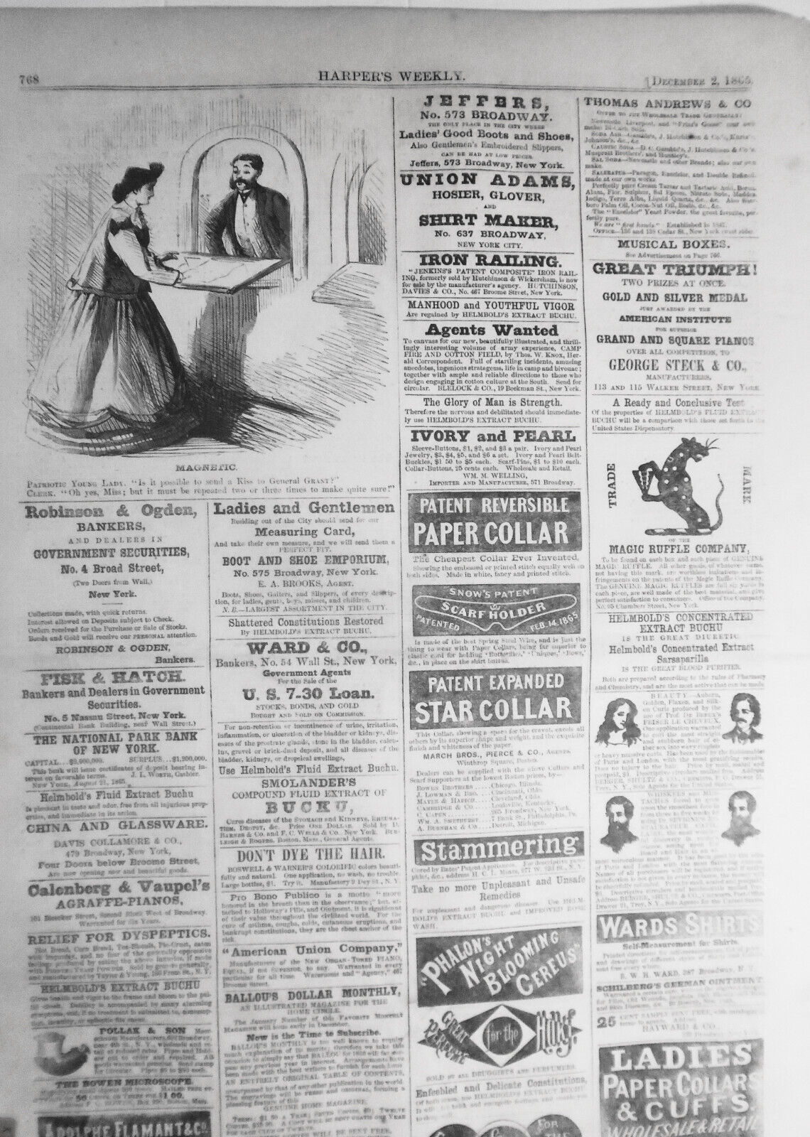 "Magnetic", original cartoon from Harper's Weekly December 2, 1865