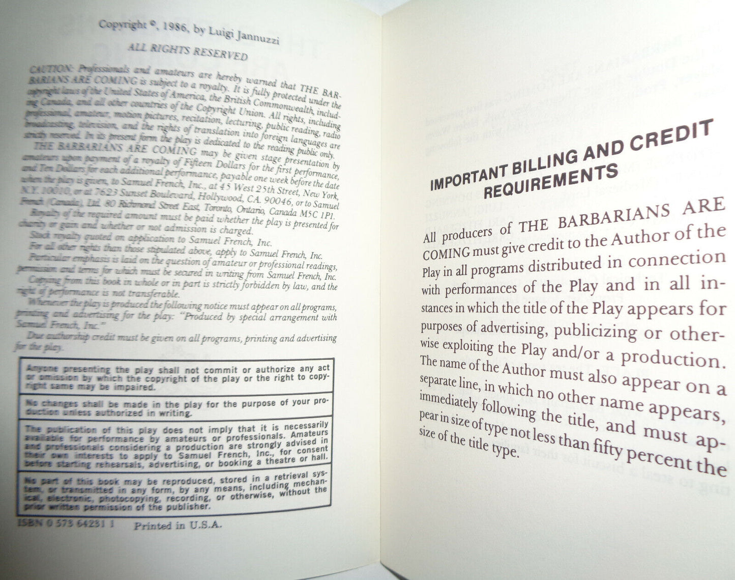The Barbarians are coming, by Luigi Jannuzzi. 1986