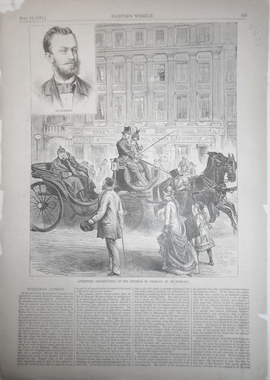Nobiling's Attempted Assassination Of Emperor Of Germany - Harper's Weekly 1878