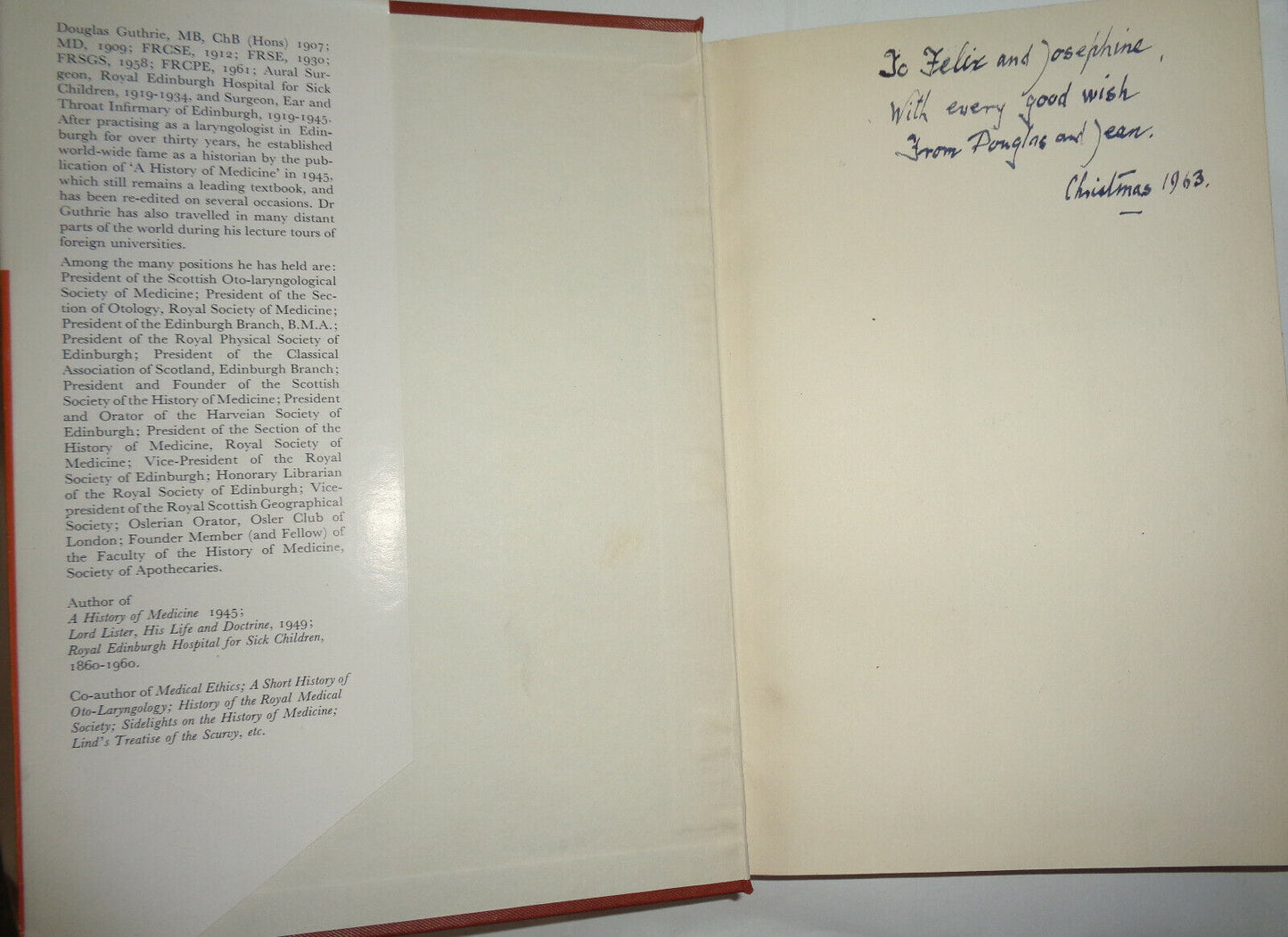 Janus in the Doorway, by Douglas Guthrie, Dr. - SIGNED First Edition, 1963 HC/DJ