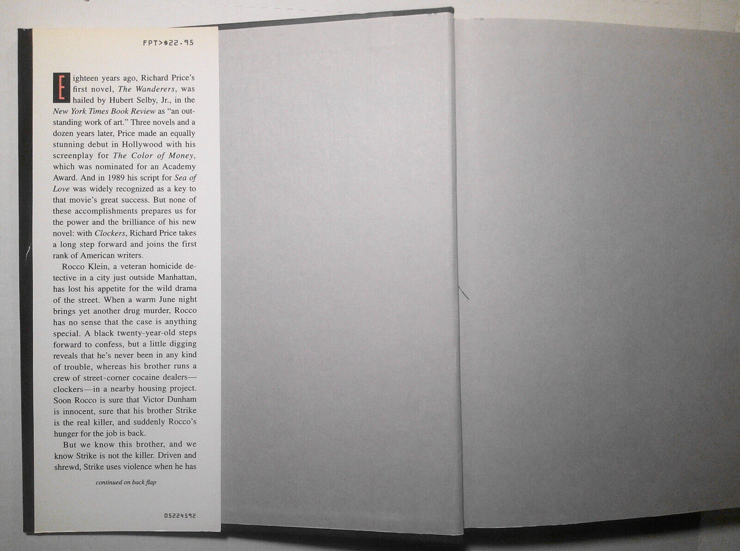 Richard Price - Clockers - SIGNED First Edition. First Printing. 1992.