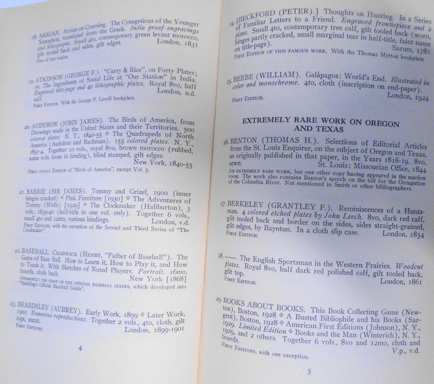 Sporting Books From The Library Of Owen Culbertson. 1933 Anderson Galleries