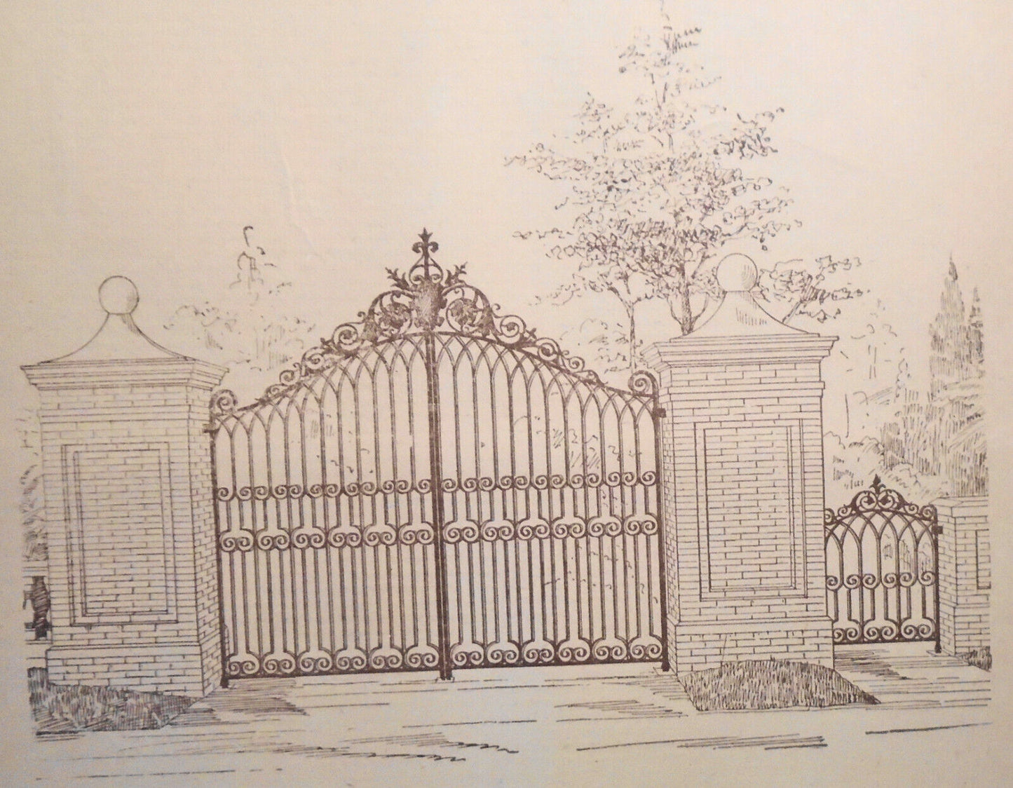 Ornamental gate and entrance, by Pitt Iron Works, N.Y. -- original 1854 flyer