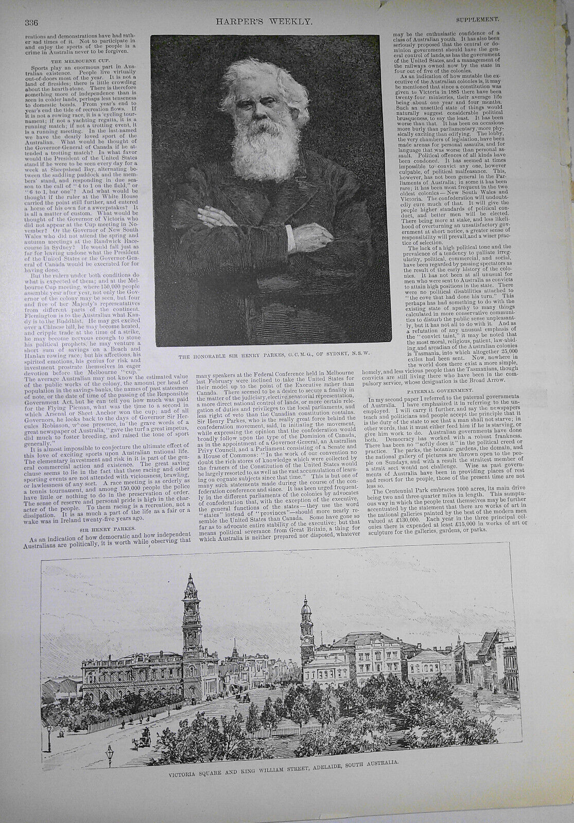 Harper's Weekly May 2, 1891. Australia; Manipuri; Henry James; Central Park, etc