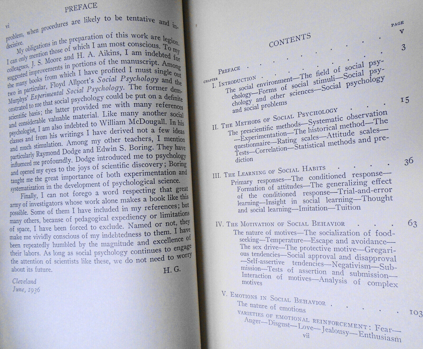 Elements of Social Psychology, by Herbert Gurnee. 1936 Hardcover First edition.