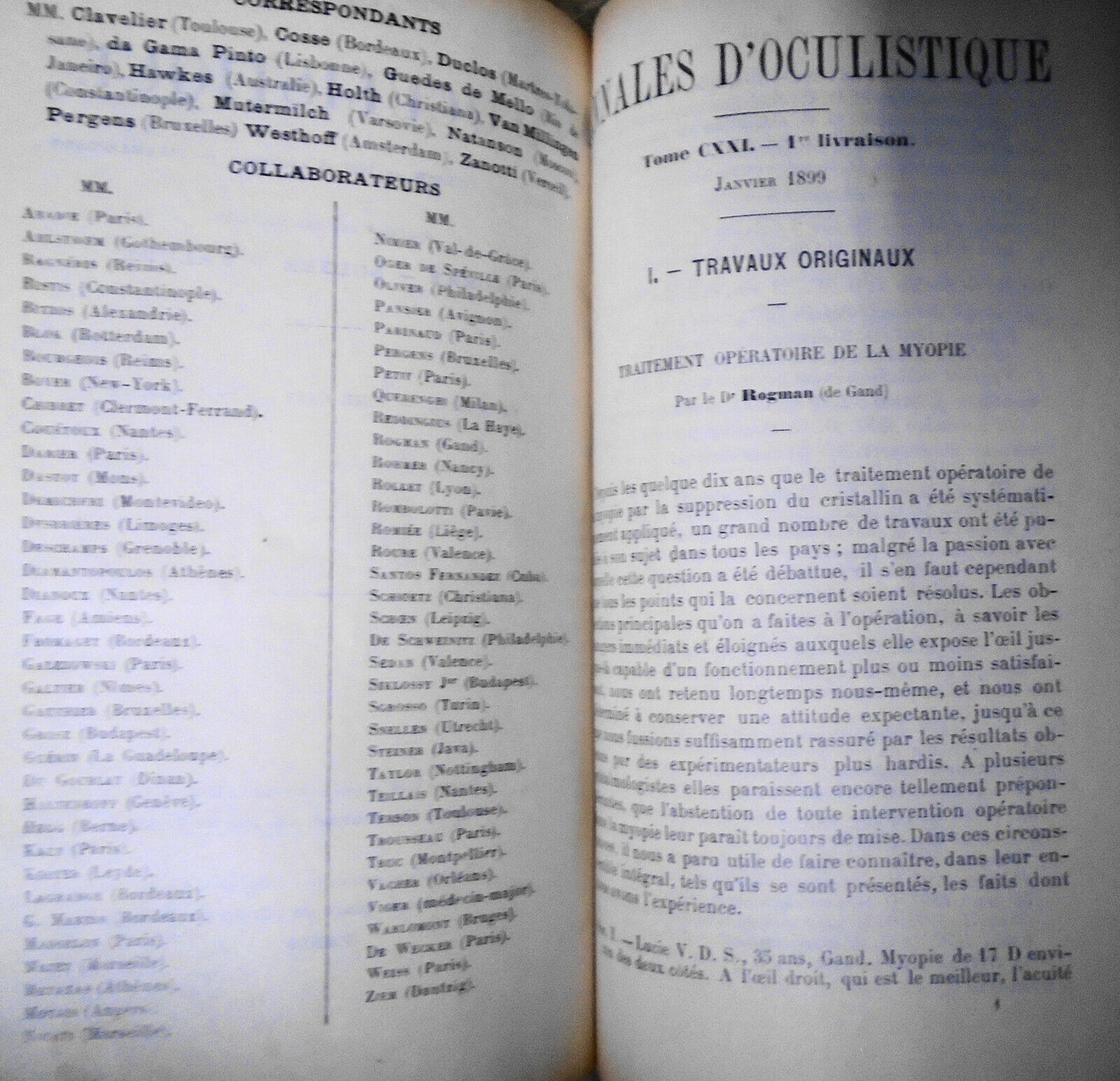 Annales D'Oculistique 1899. Bound Vol. 121/122. Yearly Ophthalmological Journal
