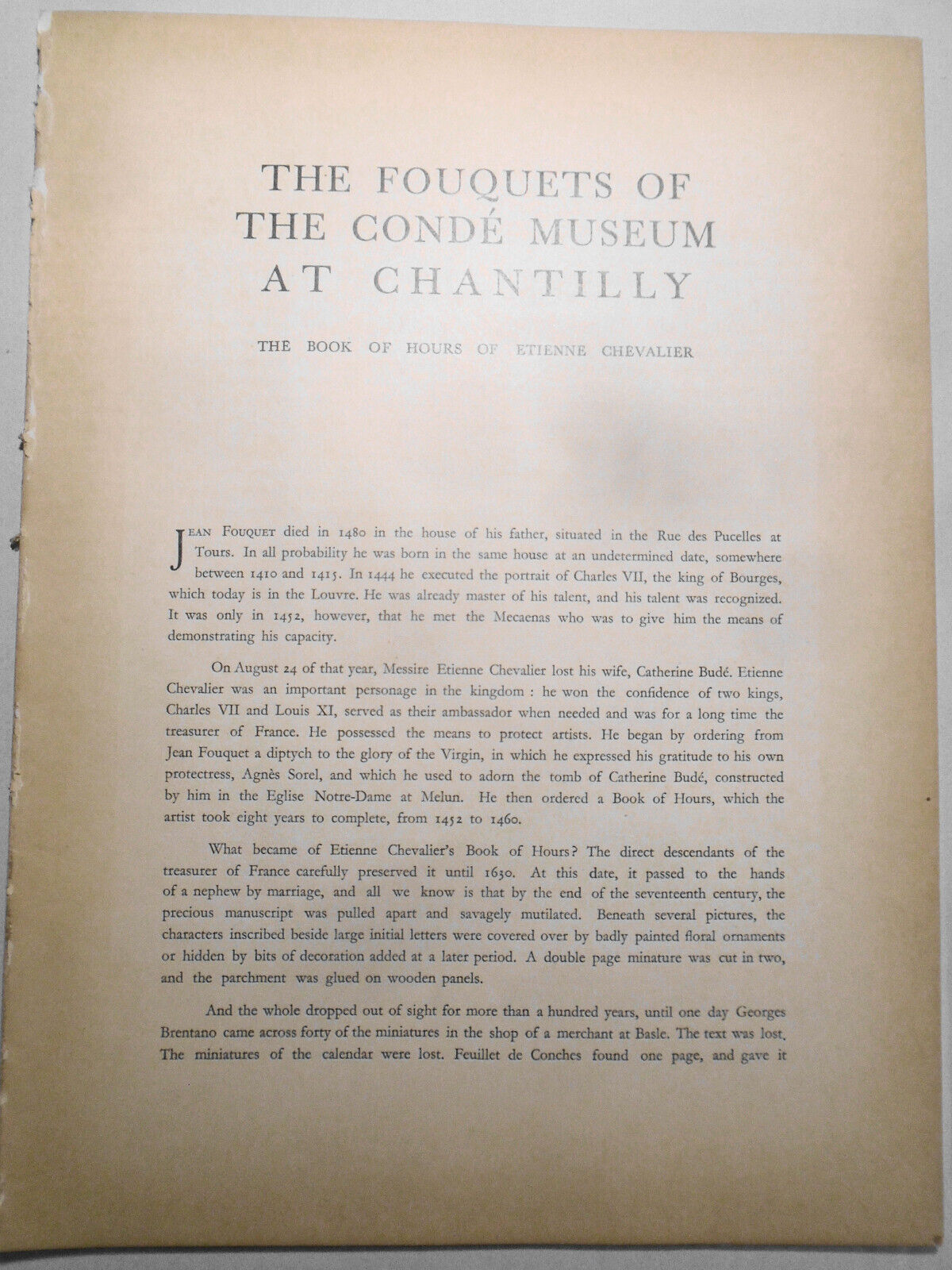 The Fouquets of Conde Museum at Chantilly - Verve 1939 - 11 Illuminated plates.