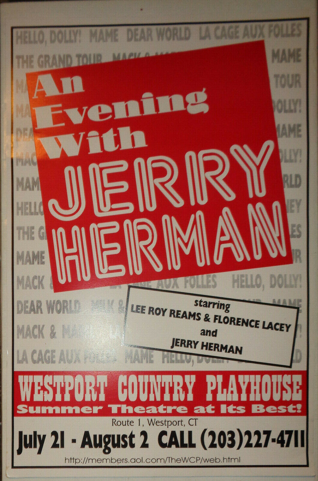AN EVENING WITH JERRY HERMAN - ORIGINAL POSTER 1997, WESTPORT COUNTRY PLAYHOUSE