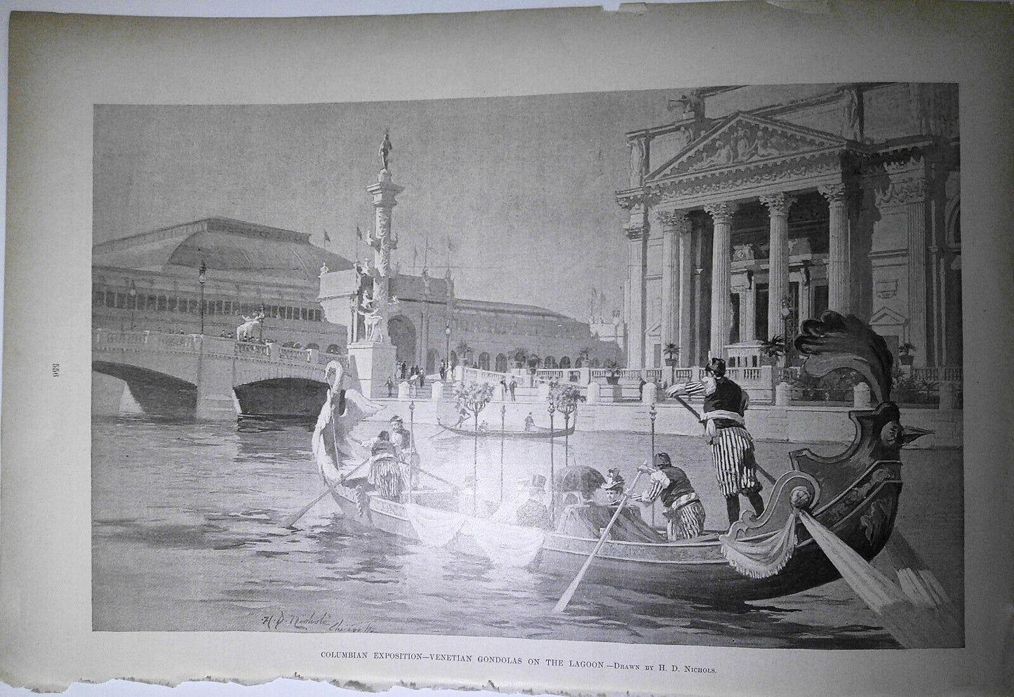 Columbian exposition: Venetian gondolas on the lagoon, by H. D. Nichols. HW 1893