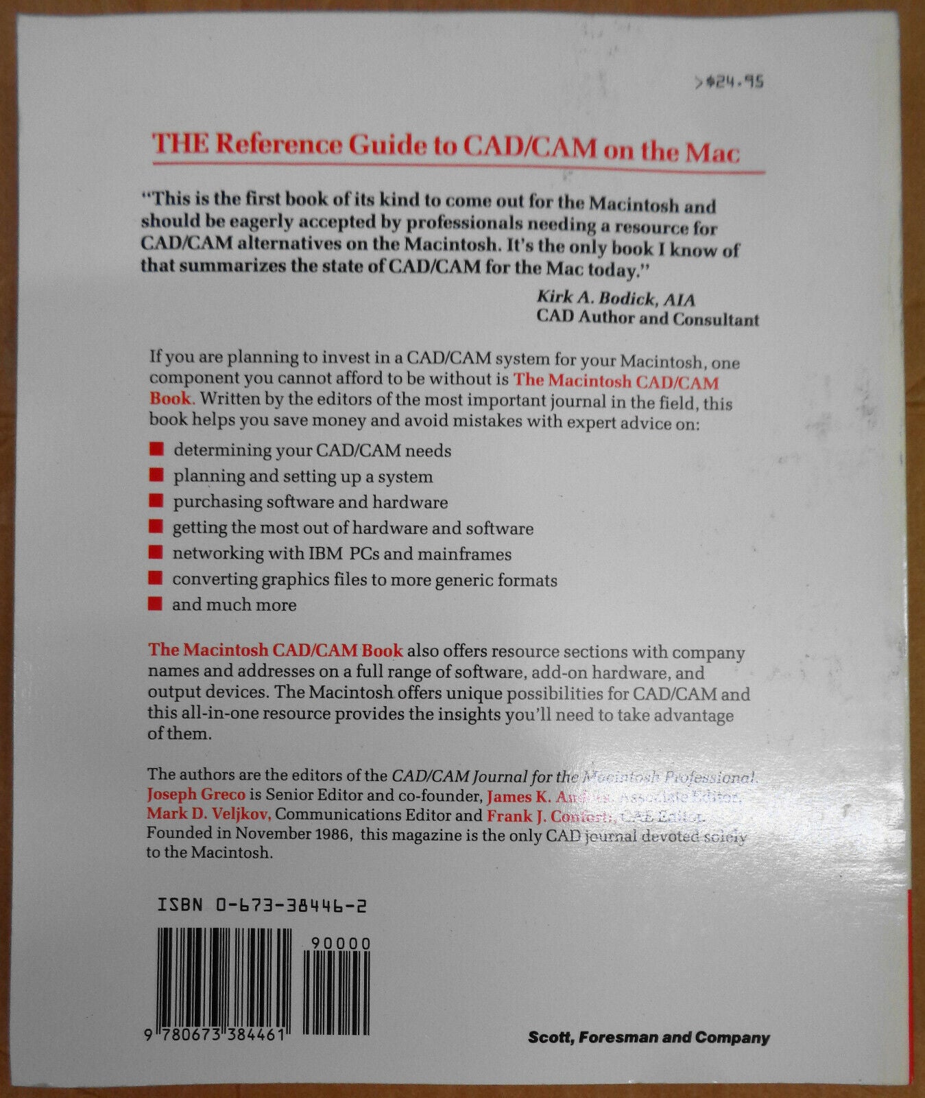 The MacIntosh CAD/CAM Book, by Editors of the CAD/CAM Journal, Joseph Greco, et
