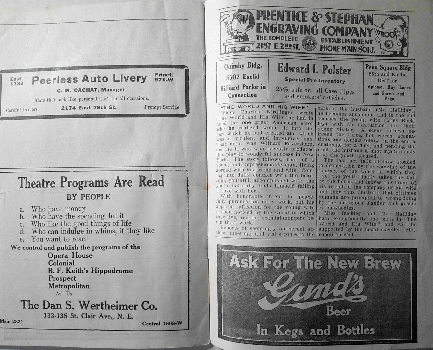 1915 "Big Jim Garrity" souvenir program, Metropolitan Theatre, Cleveland, OH
